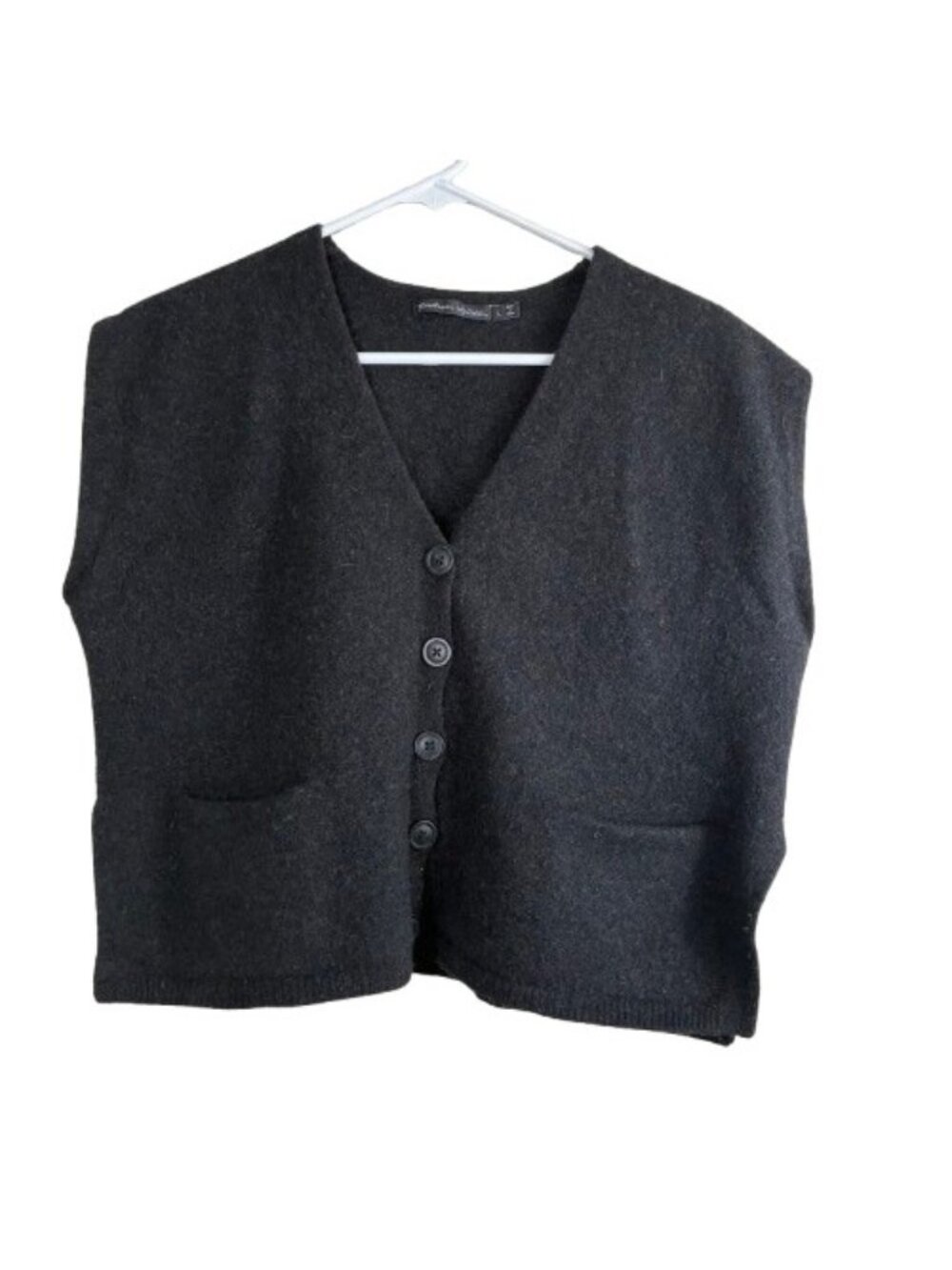 Gudrun Sjödén Boxy Charcoal Knit 100% Wool Vest Sz Large